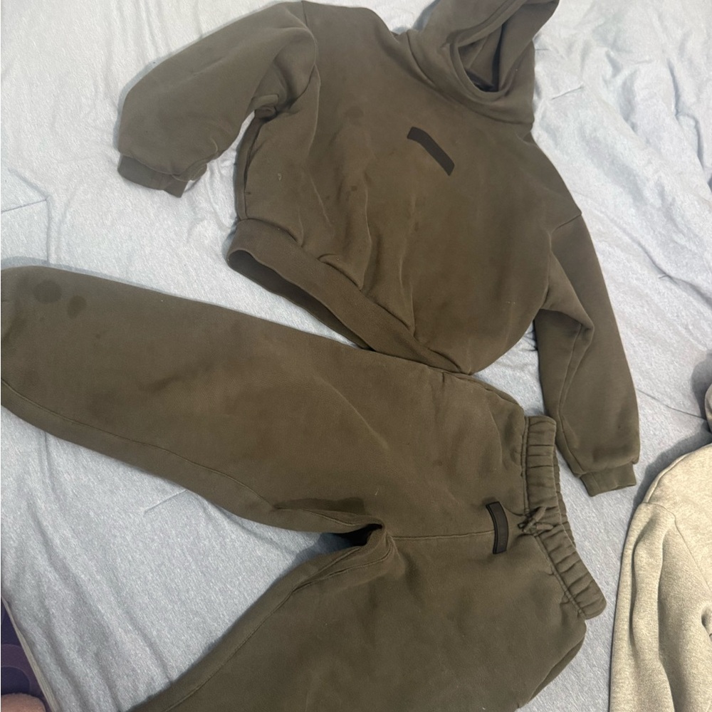 Essentials Kids Olive Hoodie & Joggers Set